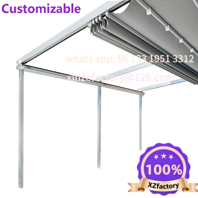Outdoor leisure folding rainproof canopy canopy villa electric sunshade canopy awning