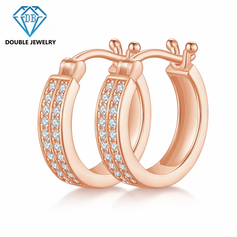 

Free shipping Double jewelry Circle Earrings For Women 925 Sterling Silver Bling white Moissanite Hoop Earring Fashion Jewelry