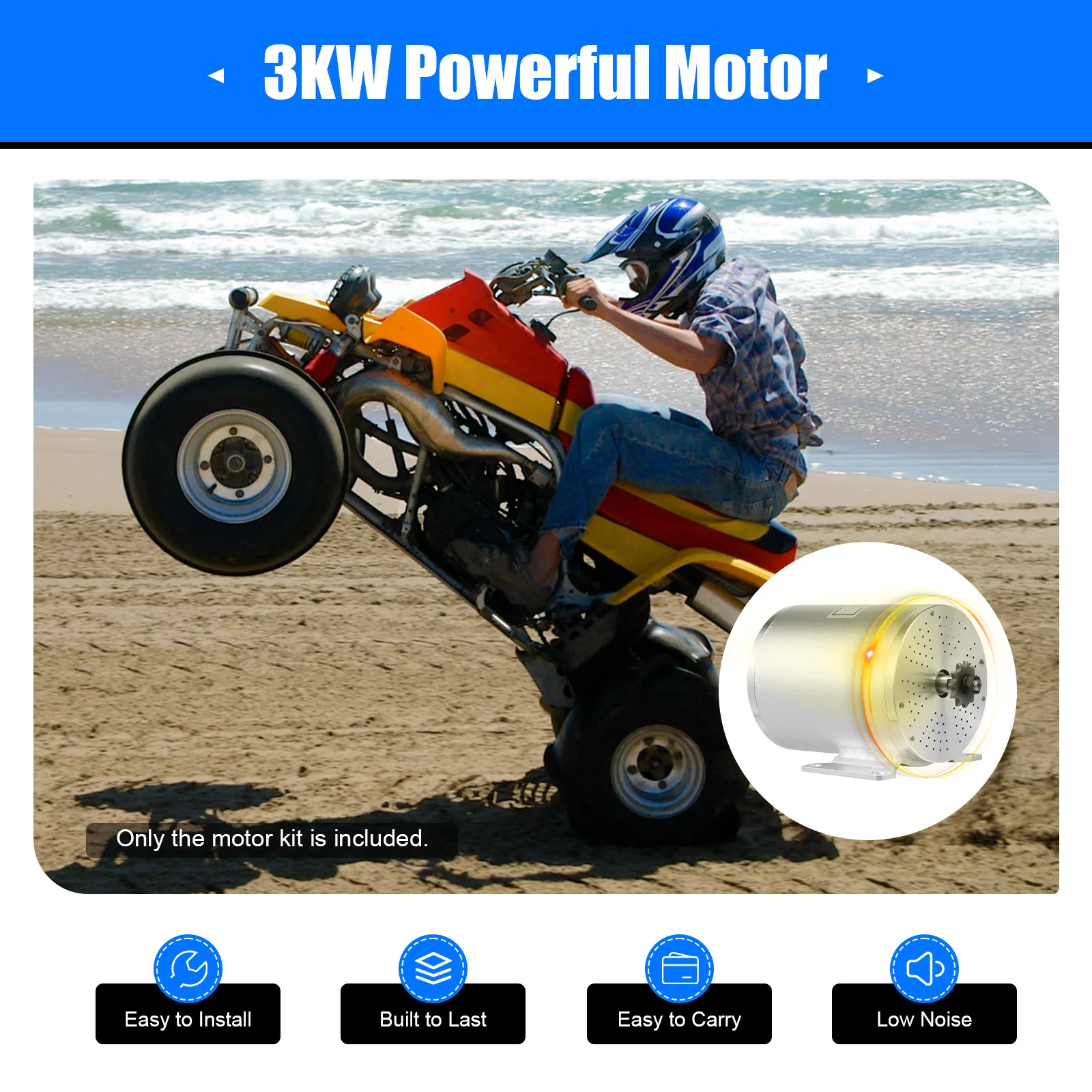 Brushless Motor, Strong Load Weight(220.5-440.9lbs) Efficiency Improvement Free Speed Control for Scooter Electric Motorcycle