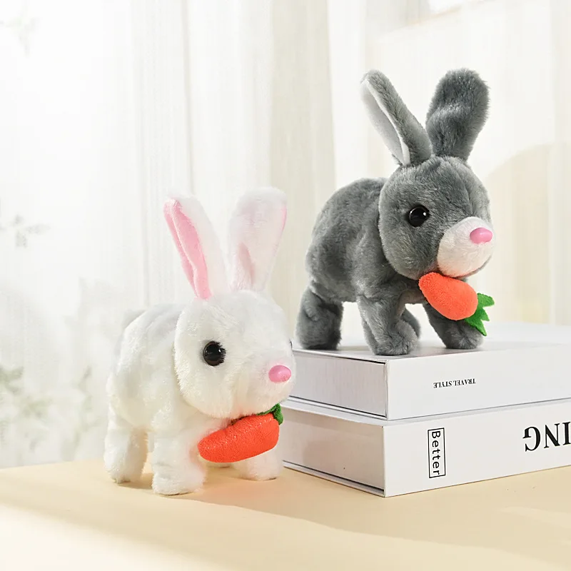 1pcs Cute Cartoon Rabbit Electric Radish Rabbit Simulation Pet Children's Home Play Girl Pet Stuffed Animals Kids Toys