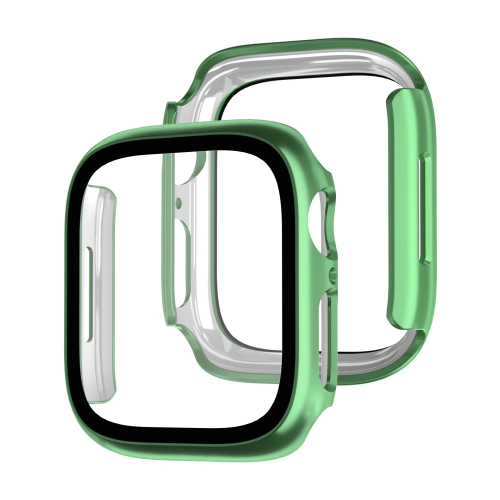 For Apple Watch Plated Case Glass+Case 8 7 6 SE 5 iWatch Accessories Screensaver For Apple Watch Series 45mm 41mm 44mm 40mm 42mm