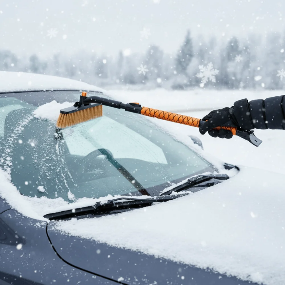 New Upgraded Car Snow Shovel Horizontal Design Snow Scraping Window Defrosting Shovel Frost God Multifunctional Tool