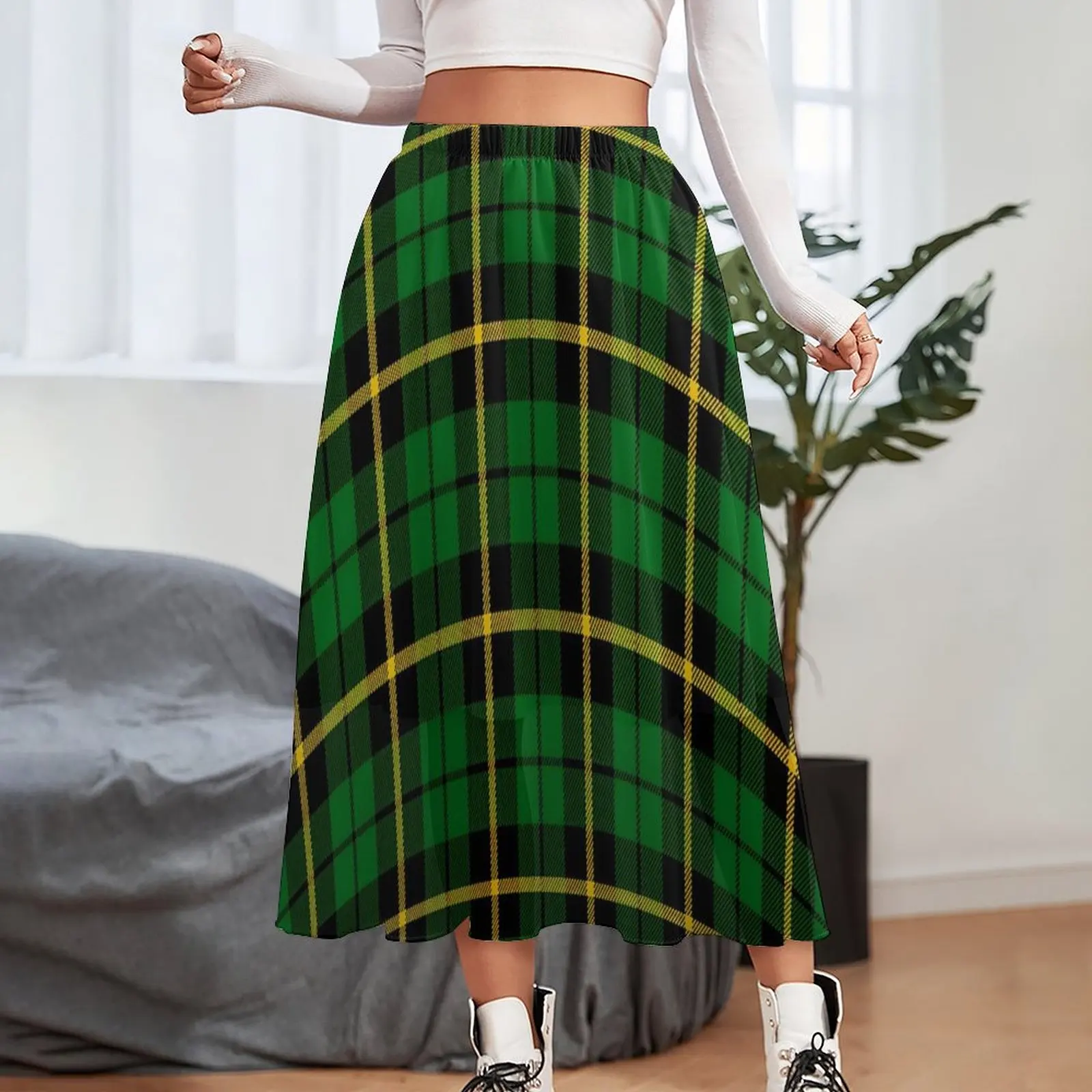 Vintage Plaid Skirt Womens Checkerboard Print Kawaii Boho Skirts Print High Waist Street Wear Casual Skirt Large Size