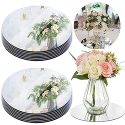 20cm Round Mirror Tray Wedding Centerpiece Table Decoration Candle Flowers Bouquets Plates Christmas Party Supplies Home Decor