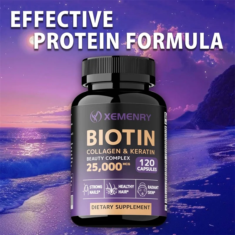 

Biotin Capsules - Supports Healthy Hair, Skin, and Nails, Strengthens Bones, Promotes Metabolism, and Improves Immunity