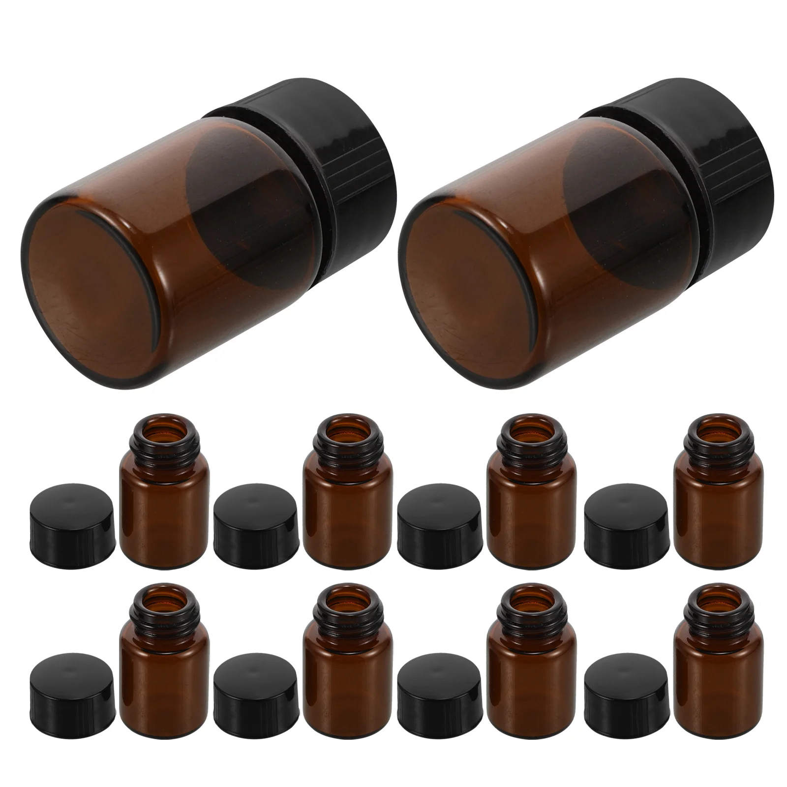 

100Pcs Essential Oil Bottles Mini Brown Transparent Glass Leakproof Portable Travel Makeup Lotion Containers Lotion Bottles