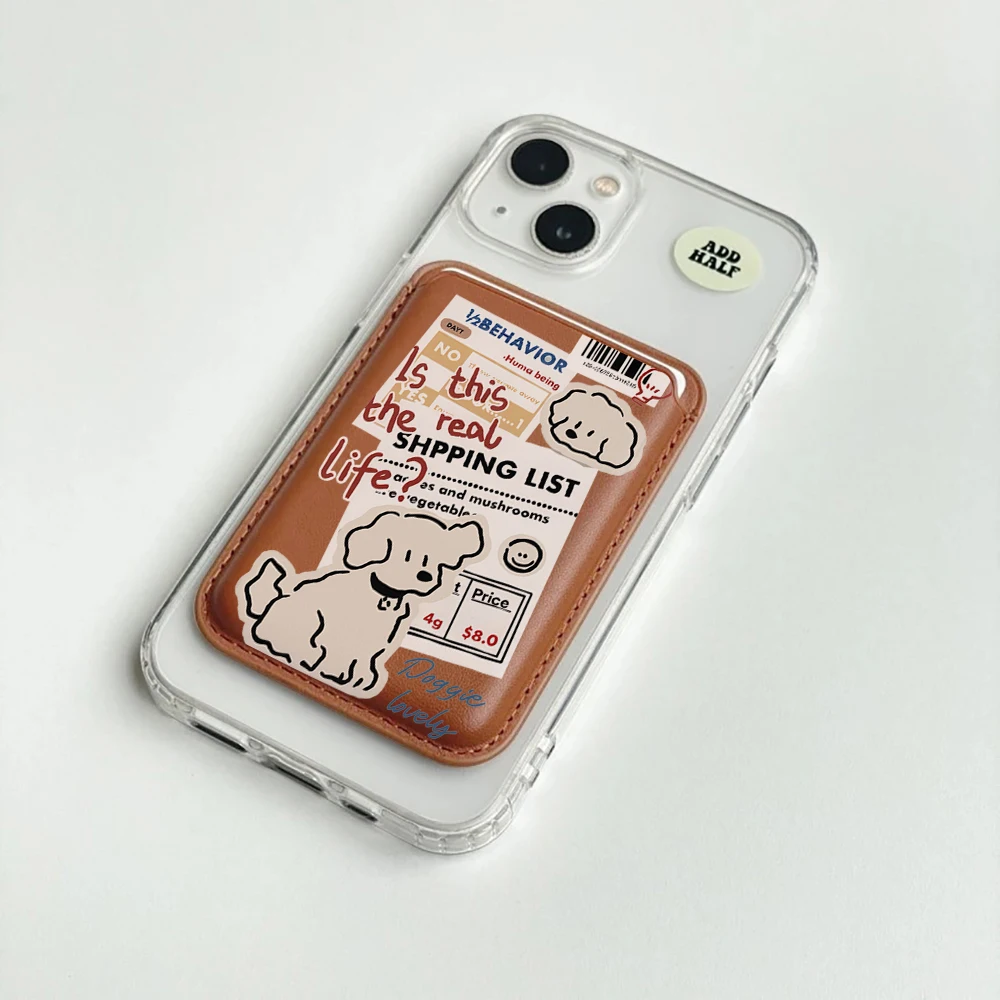 Doggie Lovely Leder-Kartenetui Handyhülle Kartenhalter für Magnetische Hülle Geeignet für alle iPhone Magsafe Karten-Handy-Rückseiten-Taschen – Detail 2