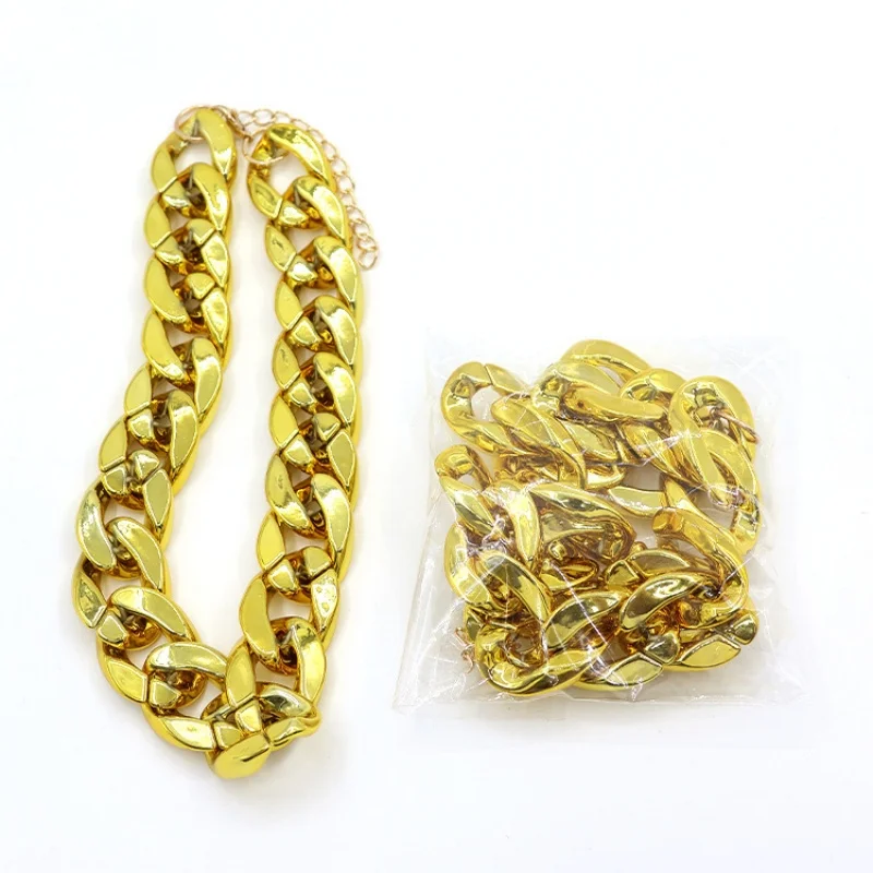 Plastic Dog Cat Neck Chain Fashion Cuban Link Dog Collar Cat Chain Collar Cool Sliver Gold Necklace for Kitten Puppy Accessories