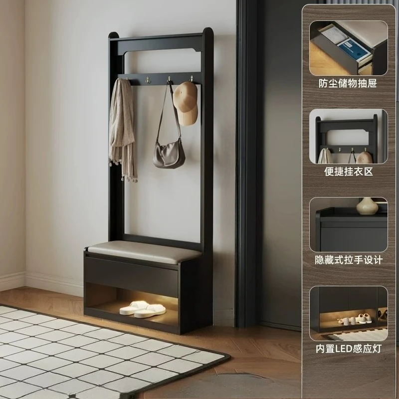 Minimalist floor-to-ceiling household Hanging hanger shoe rack Modern coat racks shoe changing stool foyer seated shoe cabinet
