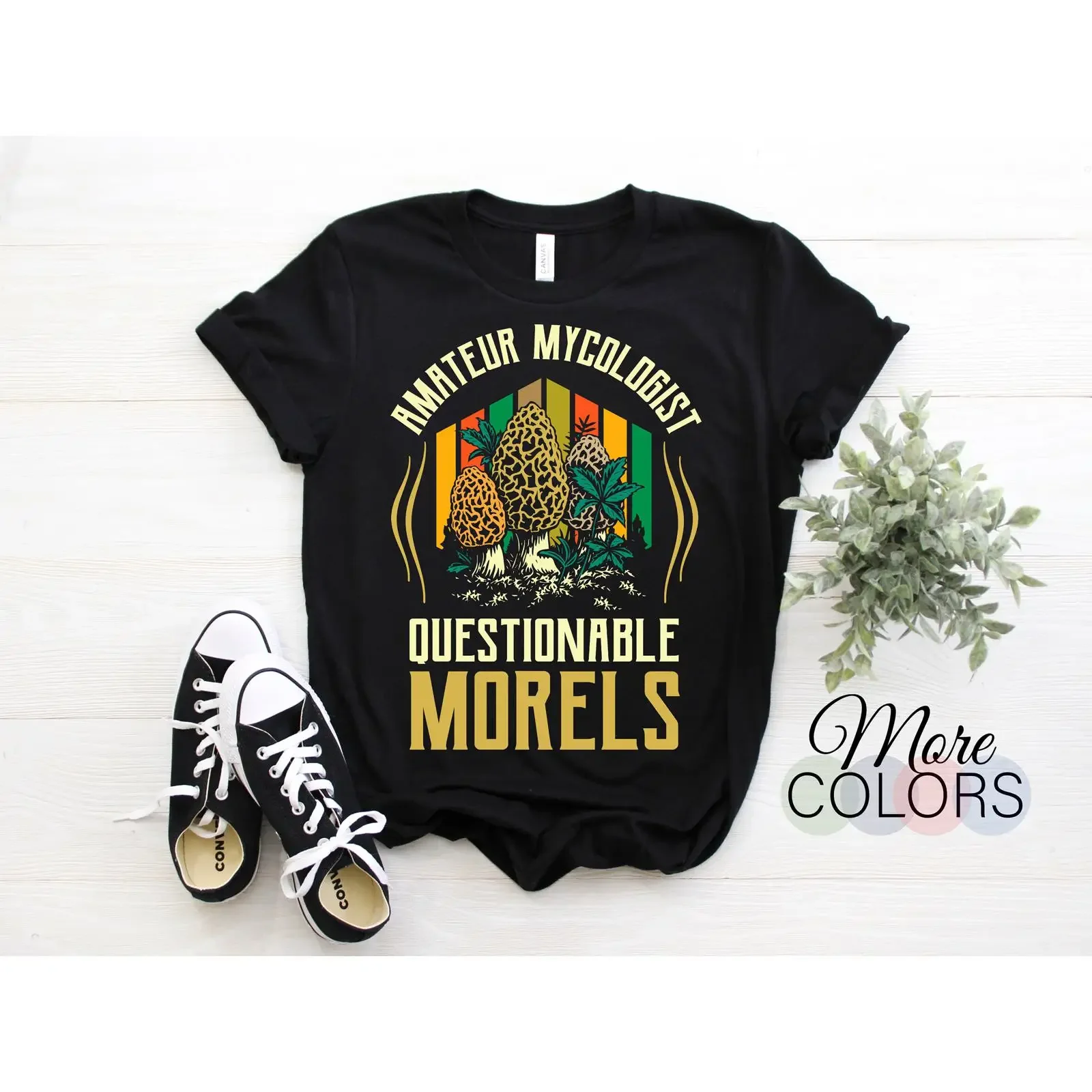 Amateur Mycologist Questionable Morels T Shirt Funny Vintage Morel Mushroom Mycology for Foraging Lovers vintage Washed