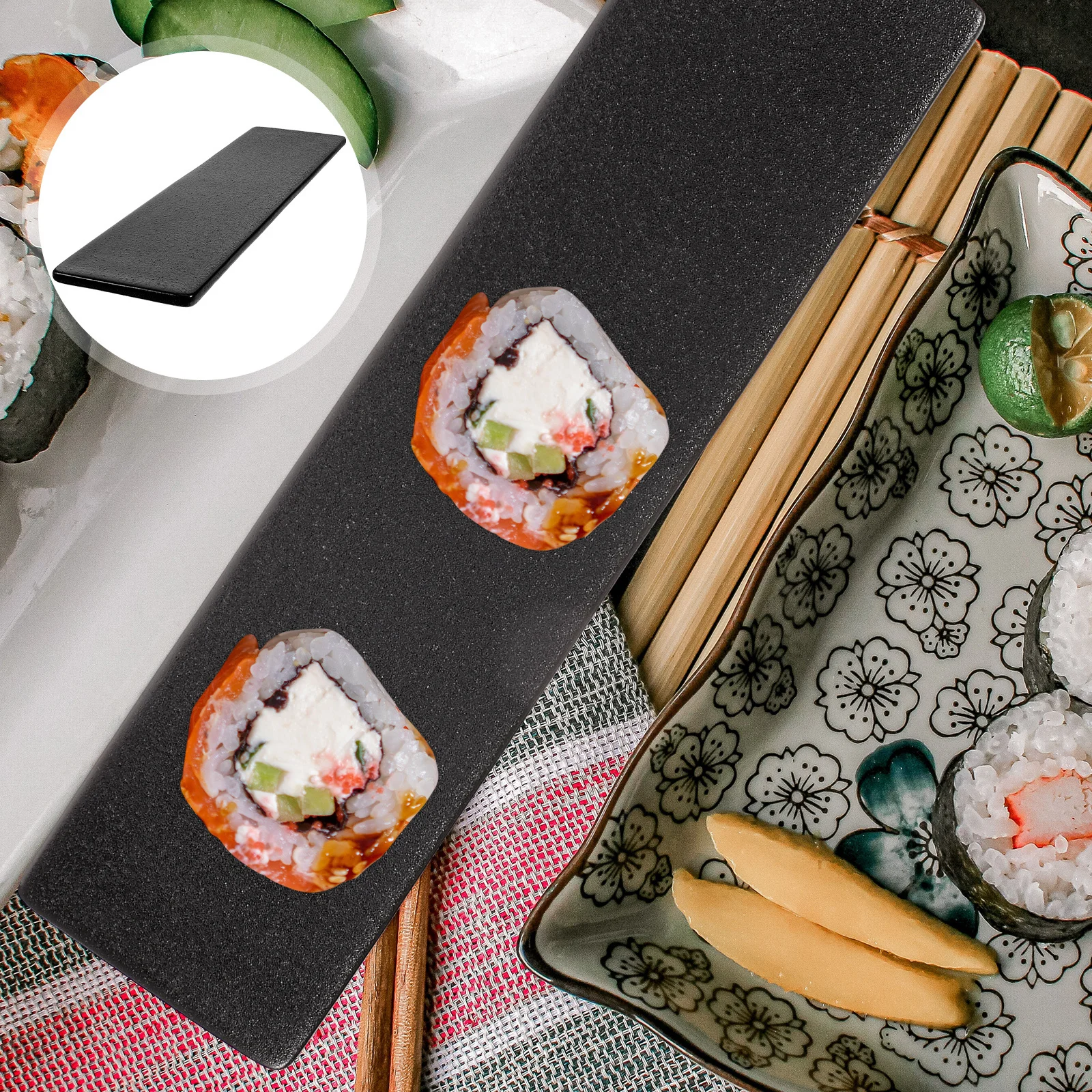 

Ceramic Sushi Plate Rectangular Food Serving Tray for Sushi Sashimi Japanese Style Snack Dessert Serving Dish