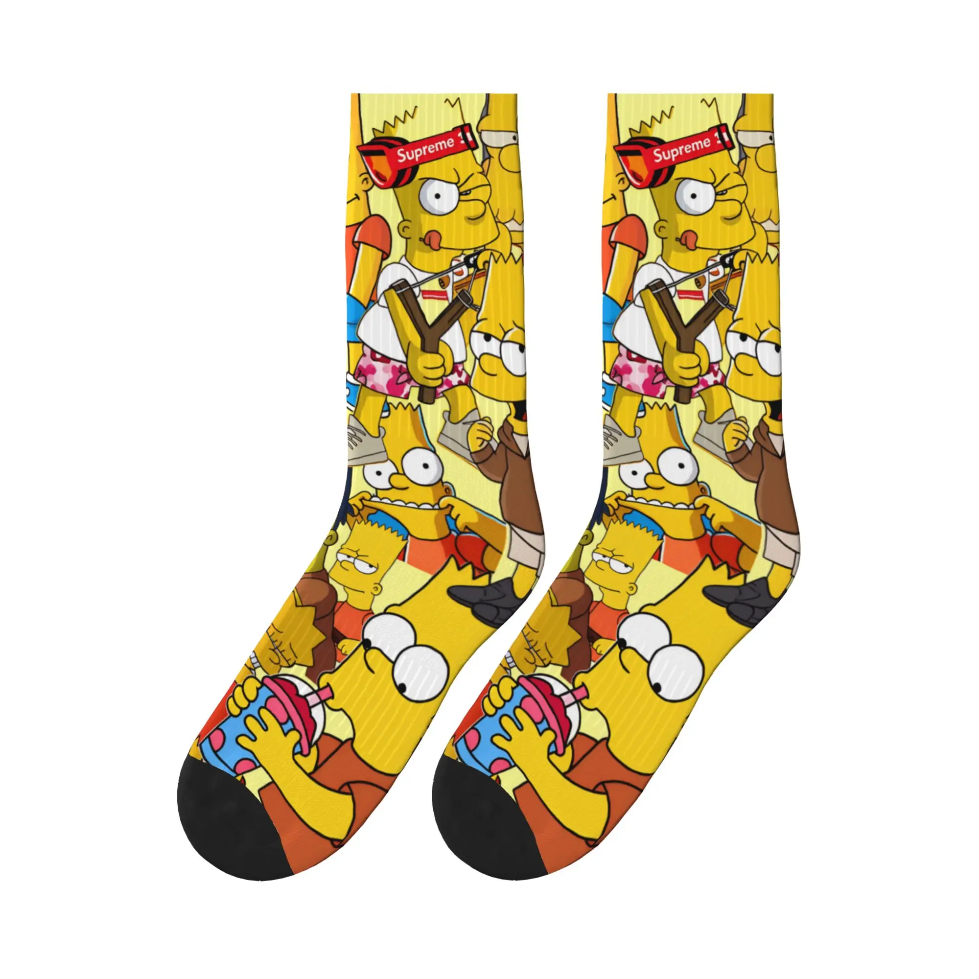 Couple Socks S-Simpsons Funny Bart Meme Collage  Stockings Non Slip Comfortable Socks Autumn Elegant Graphic Cycling Socks
