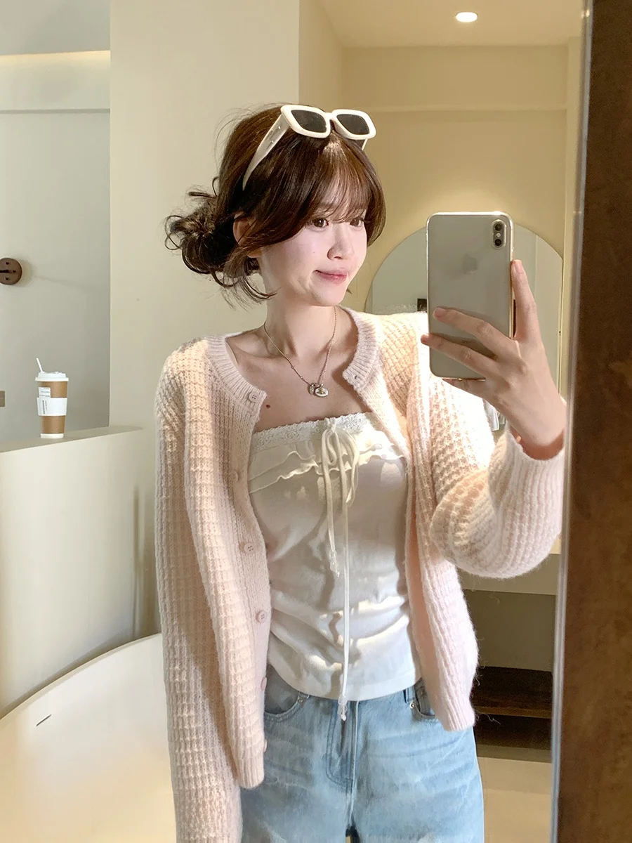 

Женский вязаный кардиган CallmeEar: свободный крой, длинный рукав, новинка ранней весны, тонкий, комфортный, дышащий, из нейлона.