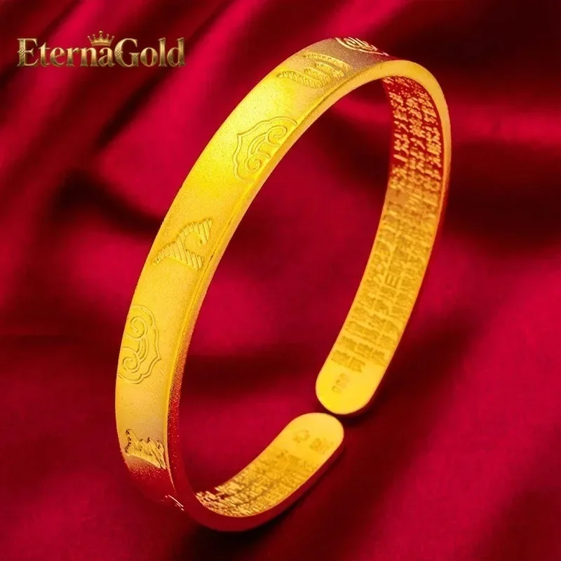 EternaGold 9999 genuine  24K open type peace and joy heart meridian  bracelet open type high-end  jewelry  brace