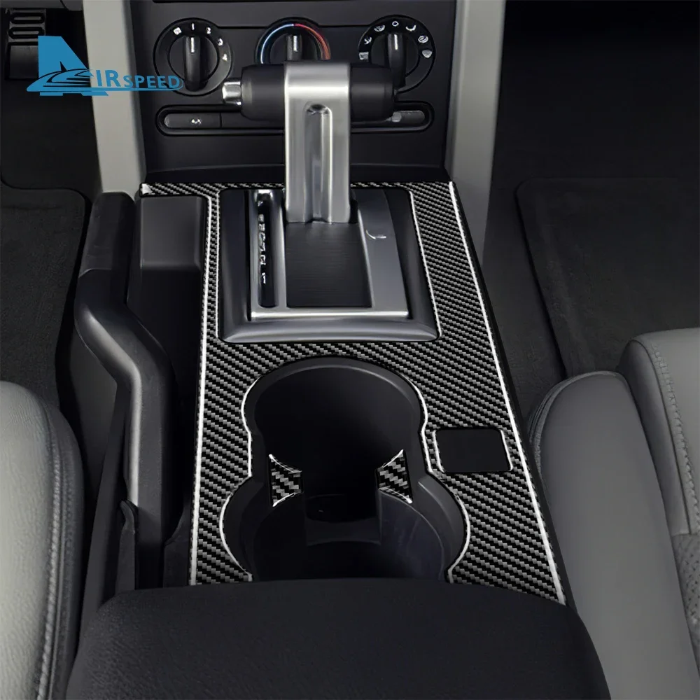 

Для Ford Mustang 2005-2009: Накладка на панель переключения передач из настоящего мягкого карбона, декоративная отделка салона, автомобильные аксессуары