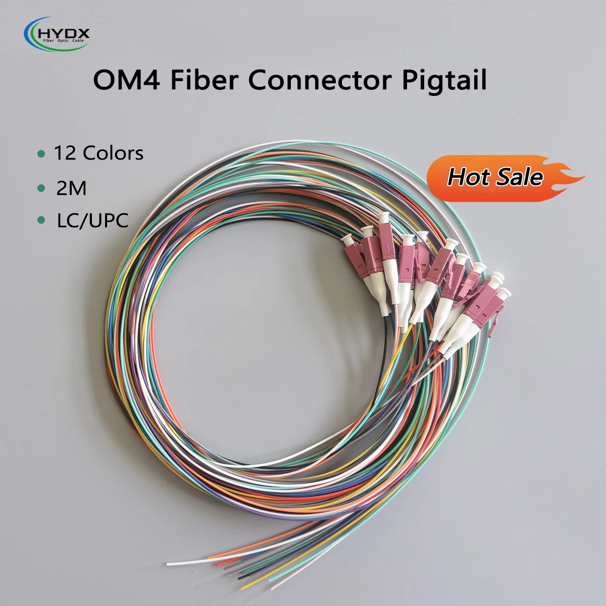 

12 Colors OM4 Optical Fiber Tail Cable 2M LC/UPC Multi-Mode Indoor FTTH High Quality 0.9mm Fiber Connector Pigtail High Quality
