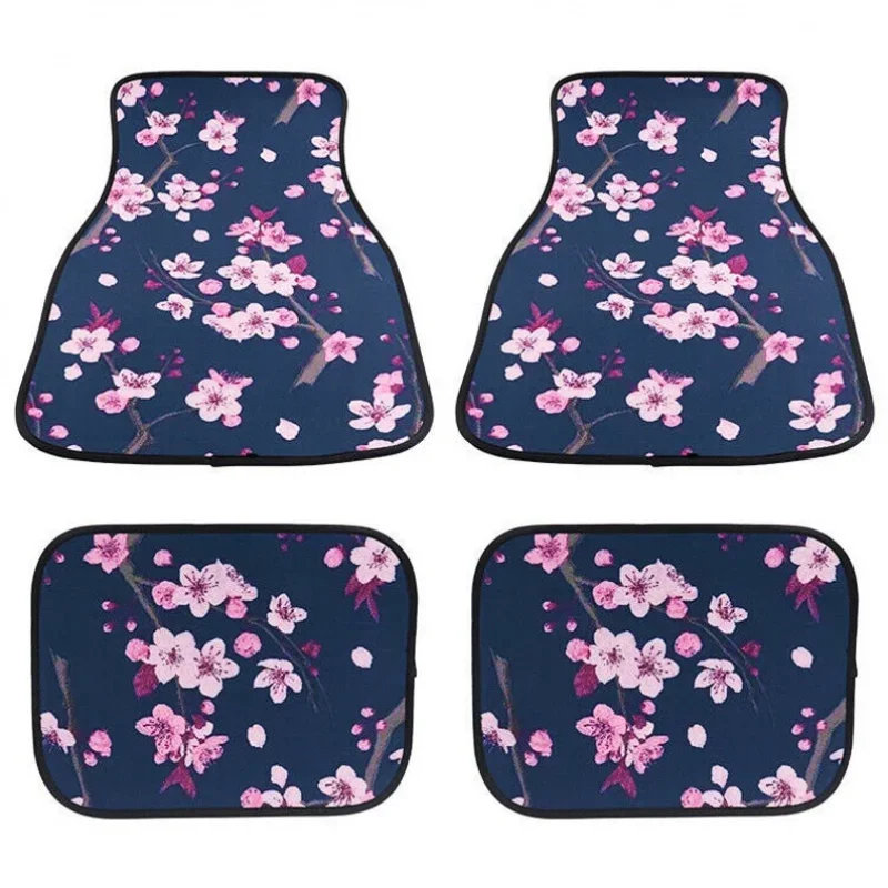 

4pcs jdm sakura flower fabric floor mats interior carpets universal