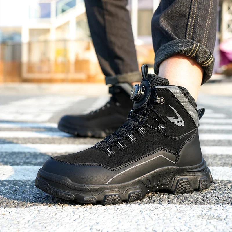 Men Comfortable Labor Non-slip Outdoor Work Shoes Lightweight Work Safety Boots Men Indestructible Steel Toe Safety Shoes