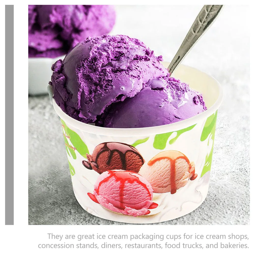 

200pcs Disposable Ice Cream Paper Cups 8Oz Dessert Bowl For Yogurt Pudding Soup Cake Treats Takeout Container Party Wedding