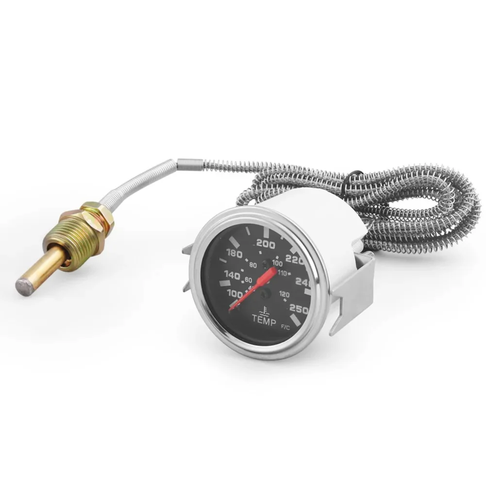 52MM Mechanical Water Temp Gauge with Sensor 40 to 120 Celsius 100 to 250 Fahrenheit 12V DC Power for Automotive Use NPT Thread