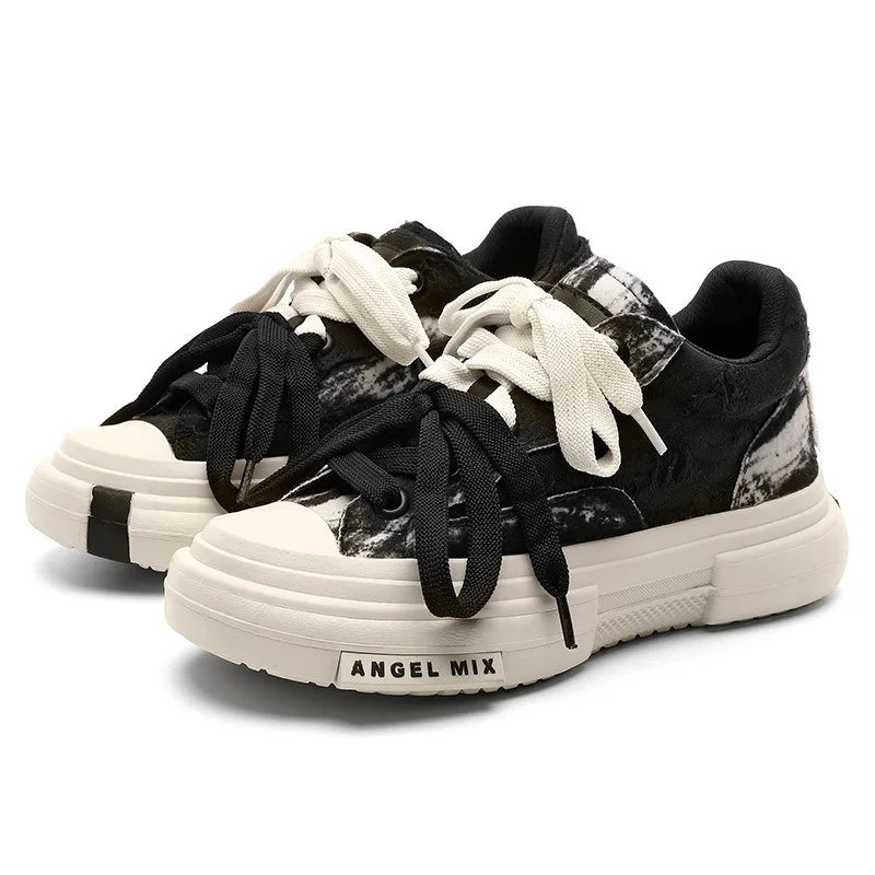 

Women Shoes Men Retro Y2K 2 Pair of Laces Broken Canvas Sneakers Fashion Skate Shoes Designer Platform Couples Sport Casual Shoe