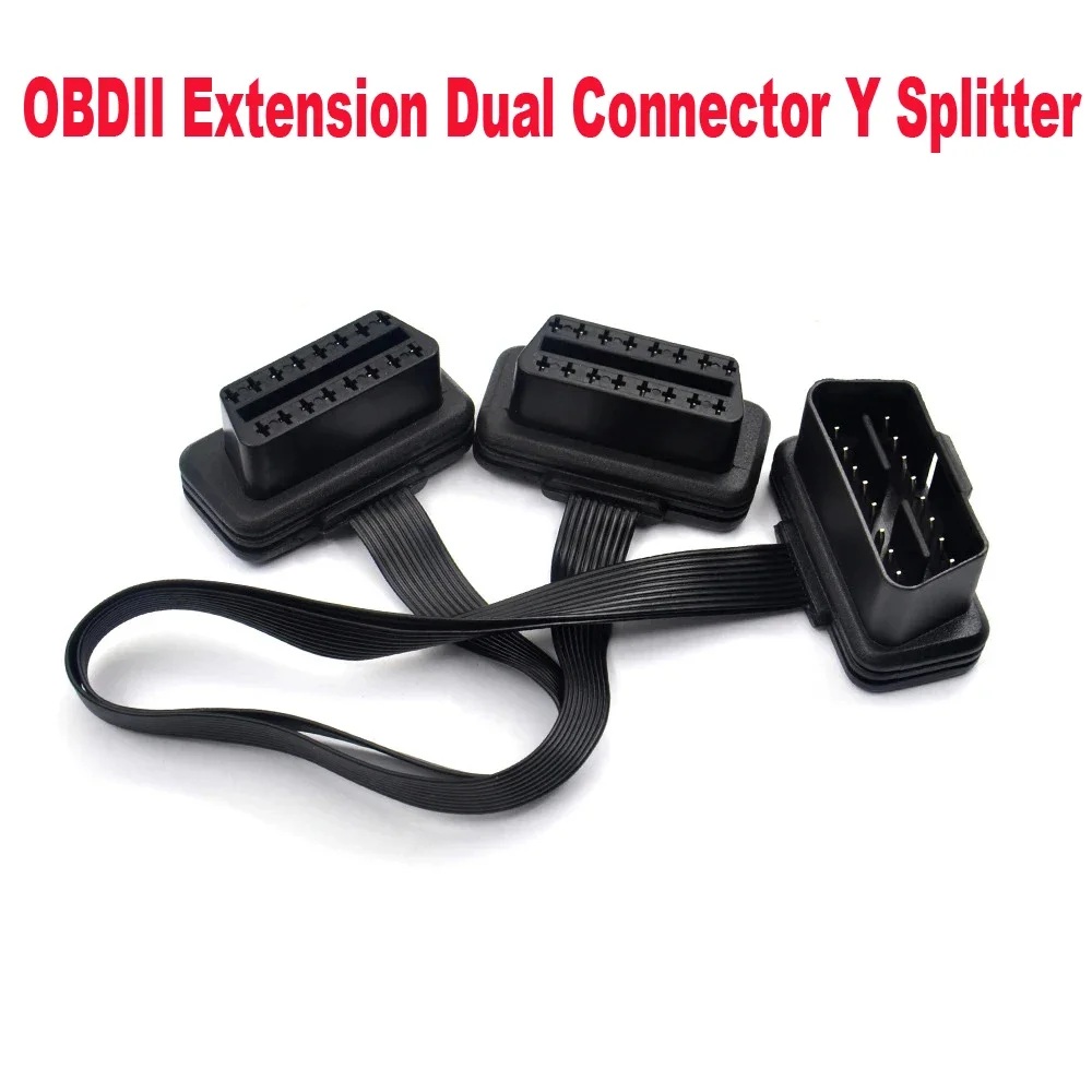 

Удлинитель OBD2 OBDII с двойным разъемом Y-образный сплиттер OBD2 16PIN (штекер) на два разъема (гнездо) Плоский+тонкий, как лапша, для ELM327