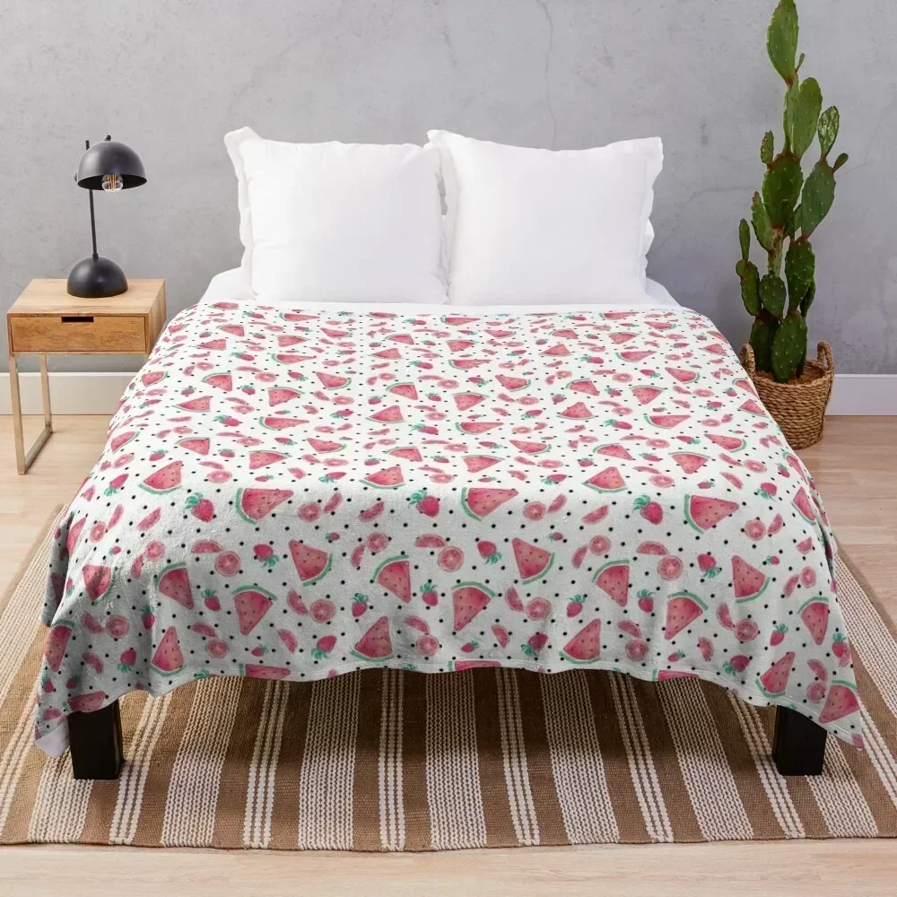 

Life is sweet watercolor red summer Throw Blanket Compact Warm Blanket for Car Road Trip