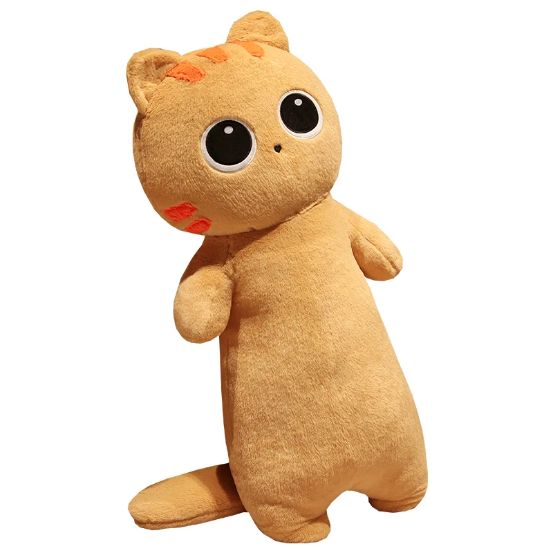 Énorme oreiller en peluche chat long et doux pour enfants, jouets en peluche, coussin de sieste, coussin de confort pour la maison, cadeau d'anniversaire mignon, cadeau d'ami