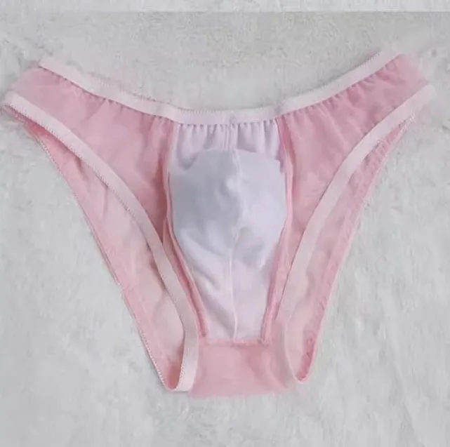 Man's Sexy Pink White Dots Briefs Sissy Low Waist Panties Live Stage Show Dance Costumes FKK Party Run DJ Club BF Gift