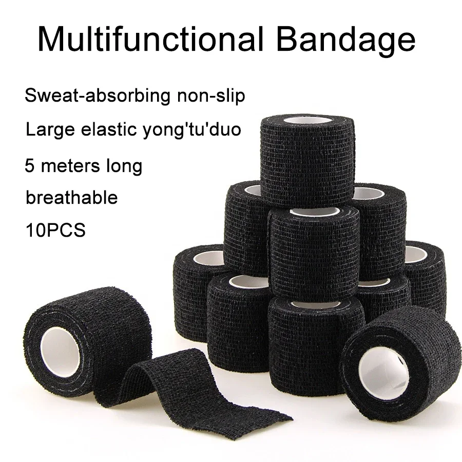 10/20PCS Schwarz Selbst Klebe Bandagen Kohäsive Elastizität Atmungsaktive Wasserdichte Bandagen Sport Band Handgelenk Knöchel Erste Hilfe