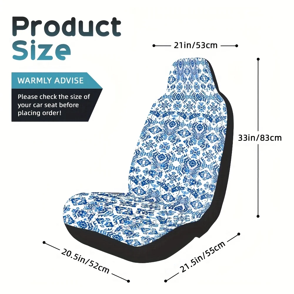 Set Of 2, Trendy Casual Geometric Aztec Design Car Seat Covers, Compatible With Most Vehicle Models, Collapsible And Machine Was