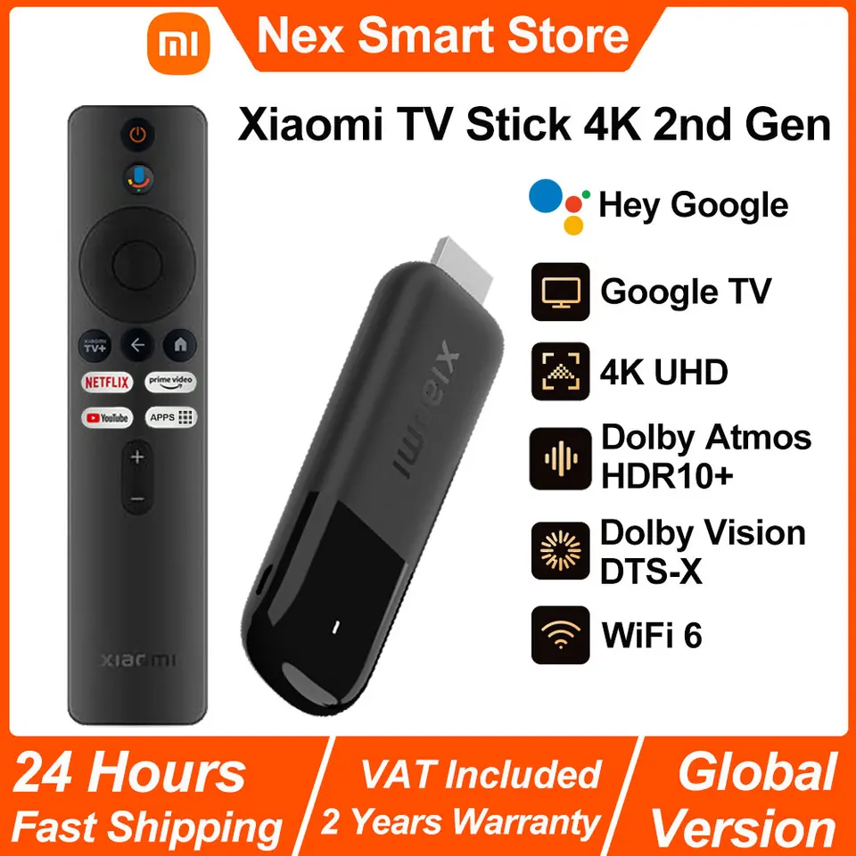 2025 Xiaomi TV Stick 4K 2da Gen, Google TV, WiFi 6 Streaming Media Portátil, Netflix Google Assistant, Smart TV Dongle BT5.2