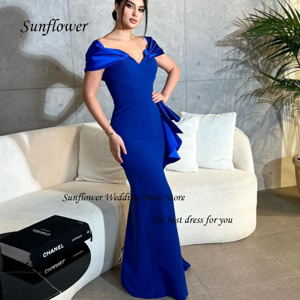 

Sunflower V-Neck Evening Dress 2023 Slim Backless Crepe Pleat Mermaid Prom dress Floor-Length Pary Dress Sweep Train