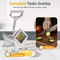 Commercial French Fry Cutter, Heavy Duty Potato Slicer With 3 Blades (1/2", 3/8", 6-Wedge), Stainless Steel Vegetable Chopper 2