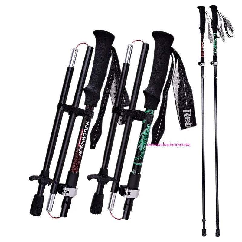 

Hiking pole carbon fiber aluminum alloy ultra-light retractable folding ultra-short portable men's and women's off-road cane