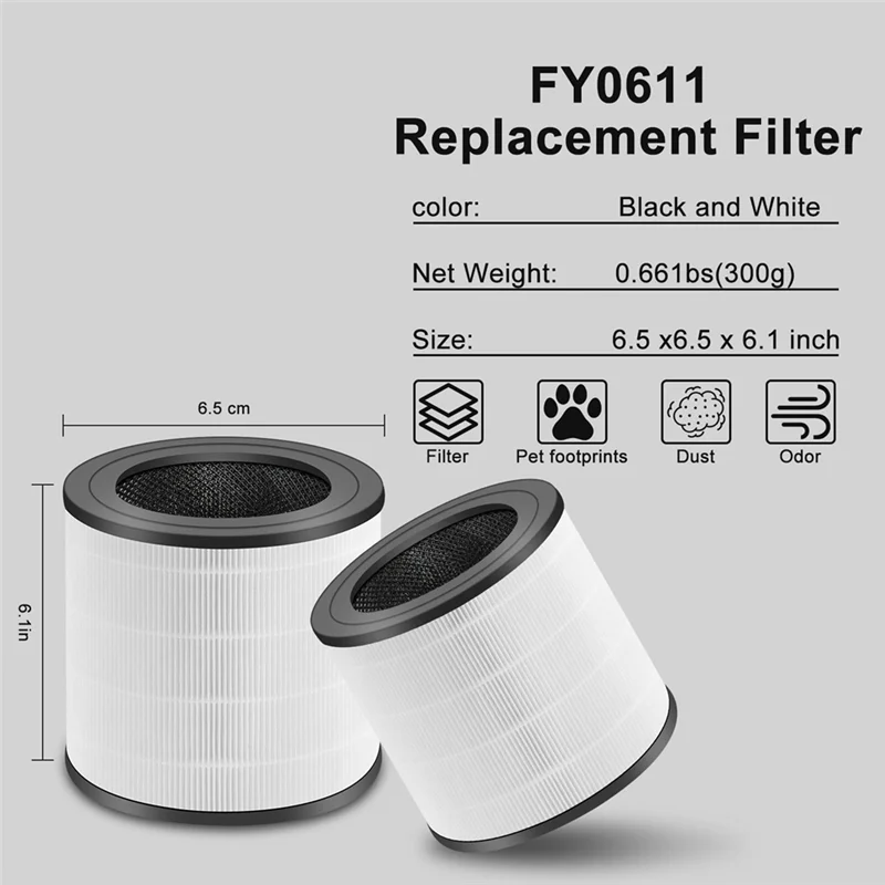 SEWS-Filtro di ricambio per purificatore d'aria serie 600, filtro HEPA per AC0650/10 AC0651, codice articolo FY0611/30