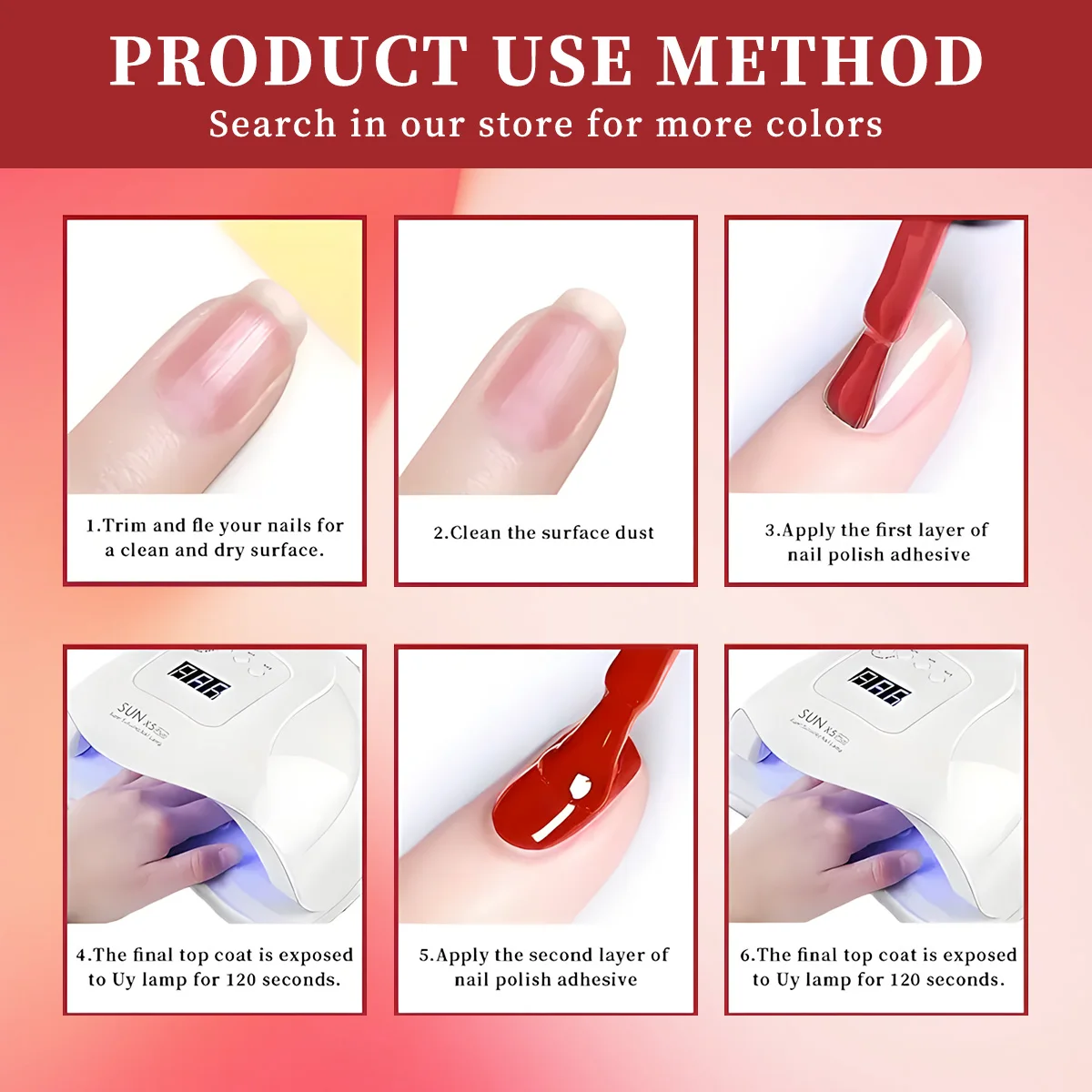 VOKY 7 PCS เจลทาเล็บ -สีใหม่ เหมาะสำหรับไฟ LED UV ถอดออกง่าย กึ่งถาวร สำหรับเล็บบ้านและร้านเสริมสวย