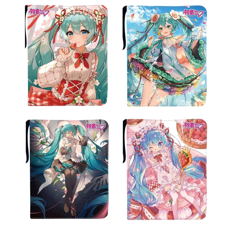 Hatsune-portatarjetas de Anime Miku, portatarjetas comercial de 9 bolsillos, carpeta con 50 páginas interiores, portatarjetas con cremallera, hasta 900 tarjetas