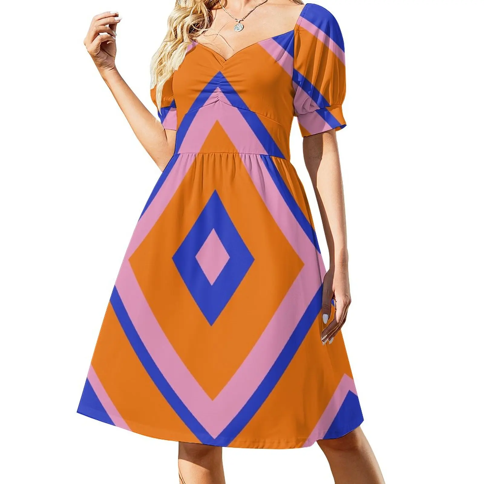 

60s Orange Square Sleeveless Dress women's clothing summer 2024 novelties purple dress