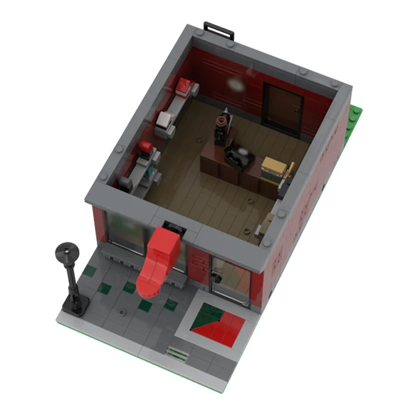 مدينة شارع عرض نموذج MOC قوالب بناء متجر إصلاح الأحذية وحدات التكنولوجيا الأطفال هدايا العيد تجميع اللعب البدلة