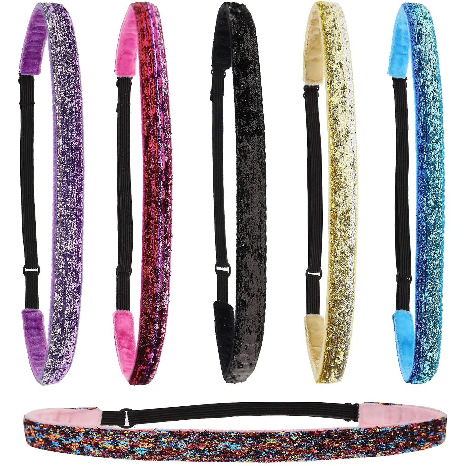 

Kids Sports Headband Stretchy Velcro Glitter Hairband for Yoga