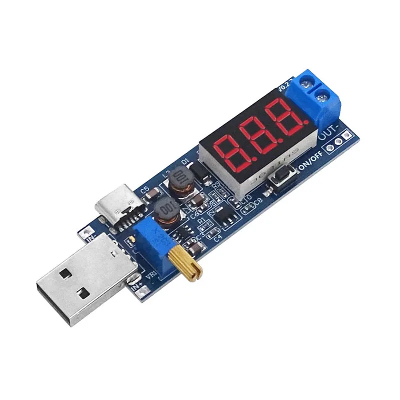 DC-DC Buck Boost Converter Module - Adjustable Output 1.2V-24V, Step Up/Down Voltage Regulator (5V to 3.3V/12V, USB Compatible)