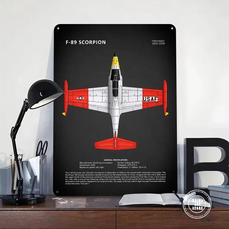 The F89 Scorpion Printing Poster Customized Retro Wall Art Vintage Metal Signs for Room Home and Decoration Gaming Office Decor
