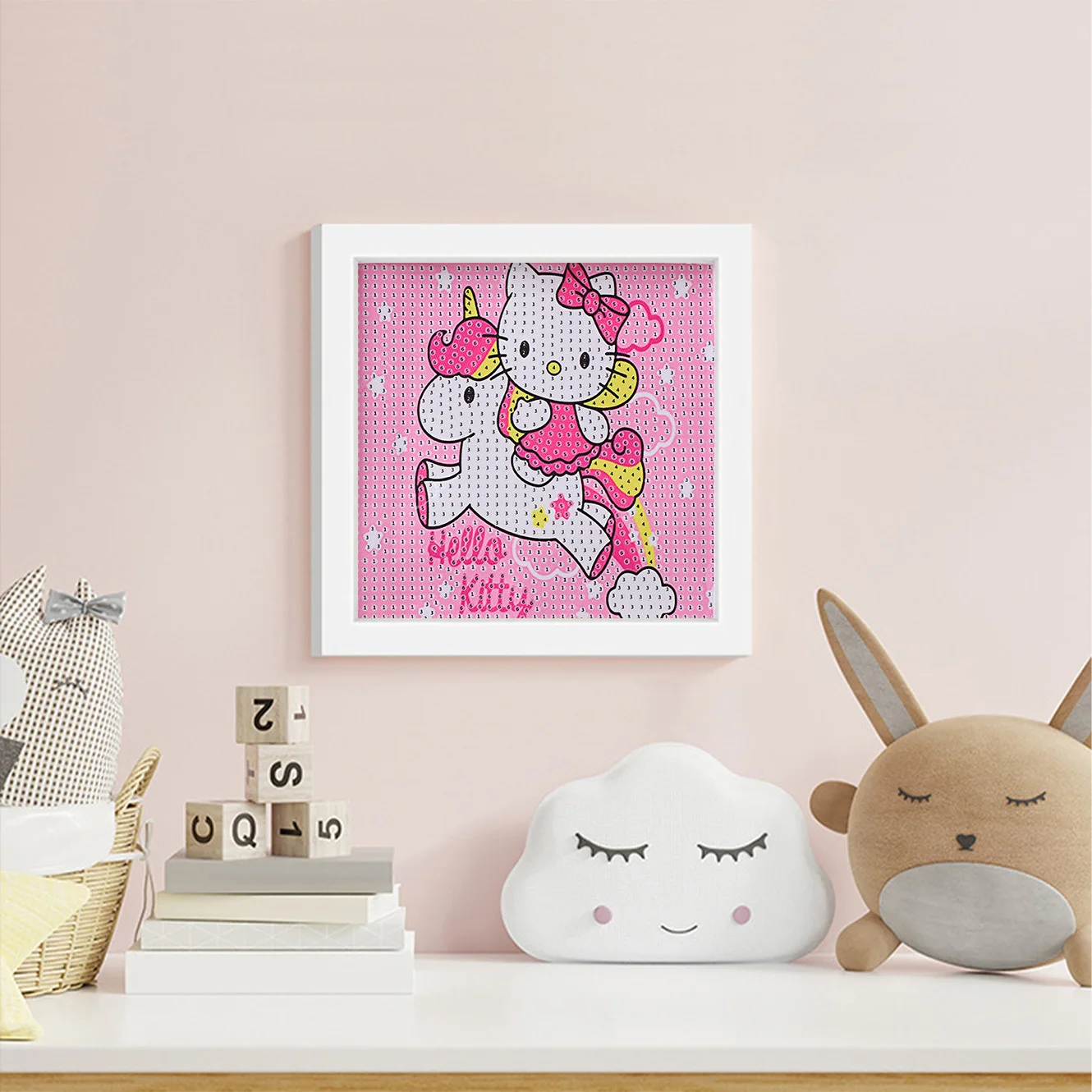 

Sanrio Crystal Diamond Decorative Painting Cute Hello Kitty Couple Handmade DIY Cross Embroidery Set with Frame Birthday Gift