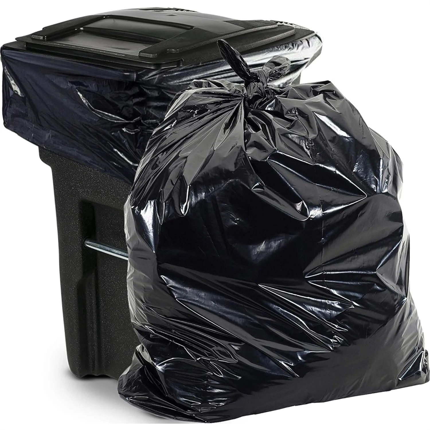 

Heavy Duty Garbage Bags 65 Gal Black 1.5 Mil - 50x48 inch - Pack of 50 for Contractor Outdoor Construction Storage