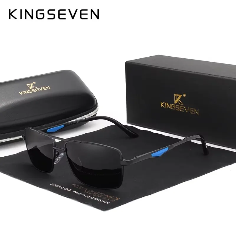 

KINGSEVEN брендовые дизайнерские мужские солнцезащитные очки для вождения, поляризационные прямоугольные очки UV400, мужские модные роскошные очки для рыбалки на открытом воздухе
