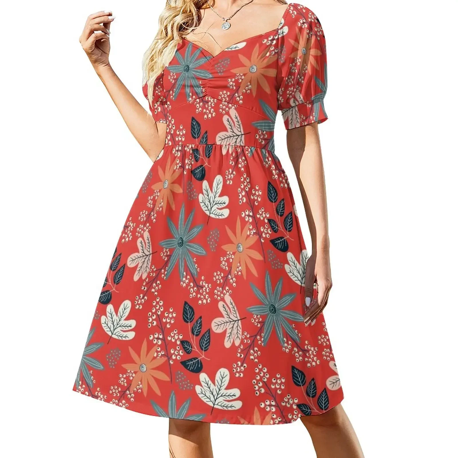 

Red Dance Short-Sleeved Dress dress women summer 2025 dresses with long sleeves Dress