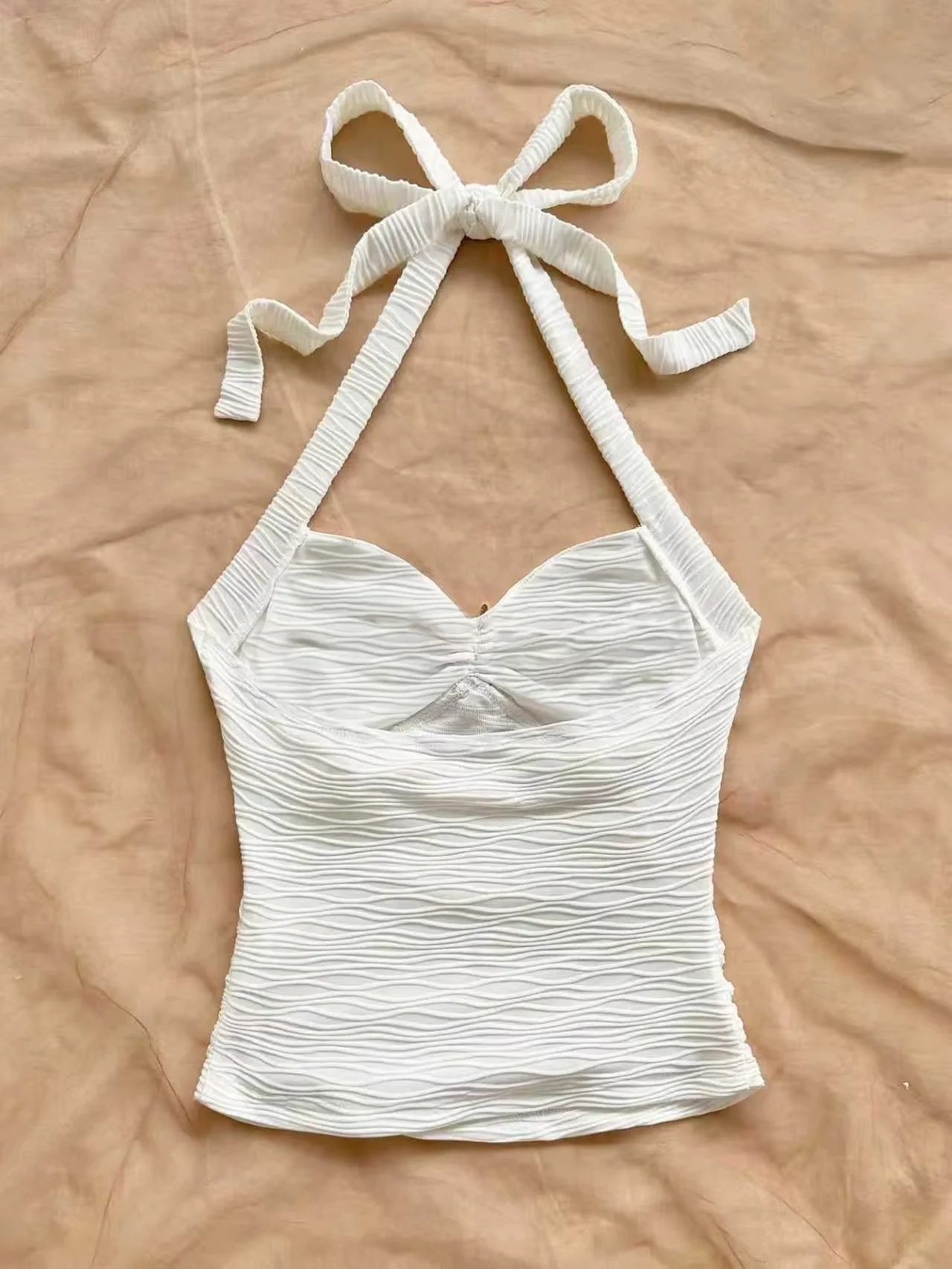 Women's Suspender Tie, Starfish Shell Decoration, Starfish Metal Button Knitted Fabric Vest, Suitable for Parties, Cropped Top