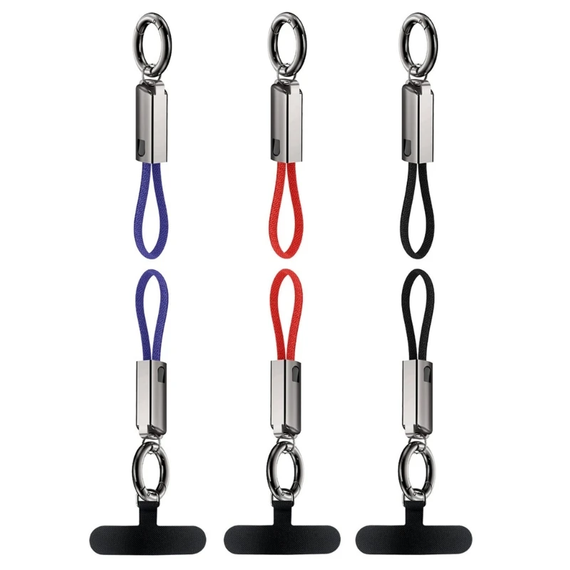 Zinc Alloy USB C to C Fast Charging Cable Short 16CM PD65W 3A Keychain Compatible Phone Lanyard Data Cable 83CE