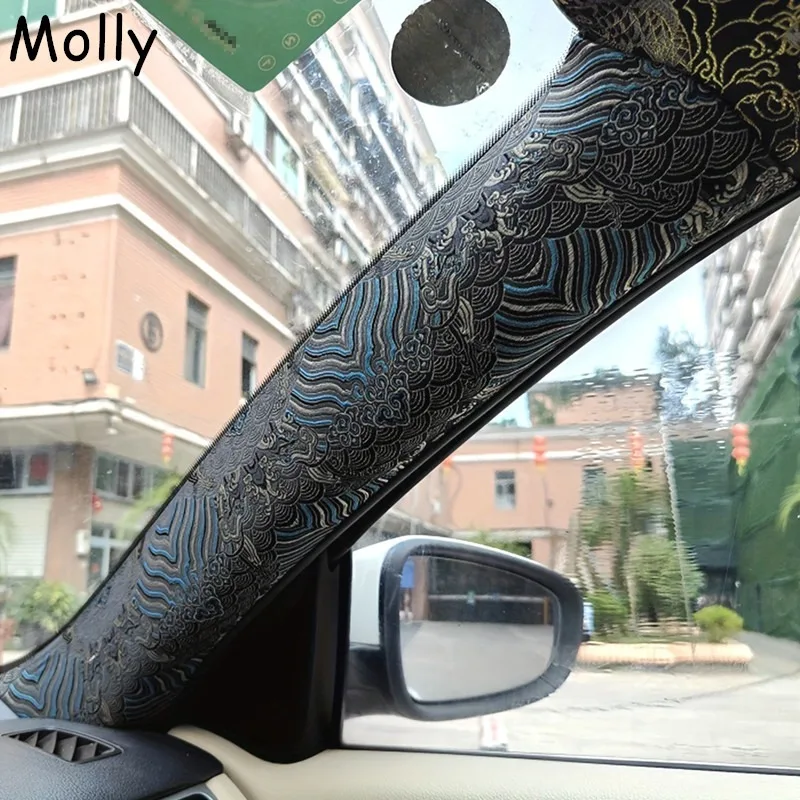

50X150CM Self-Adhesive Car Interior Decals Embroidered Polyester Fabric Stickers for Door Panel A-Pillars Ceiling Decoration